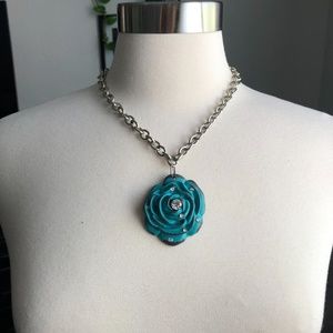 Turquoise Flower on a Silver Chain